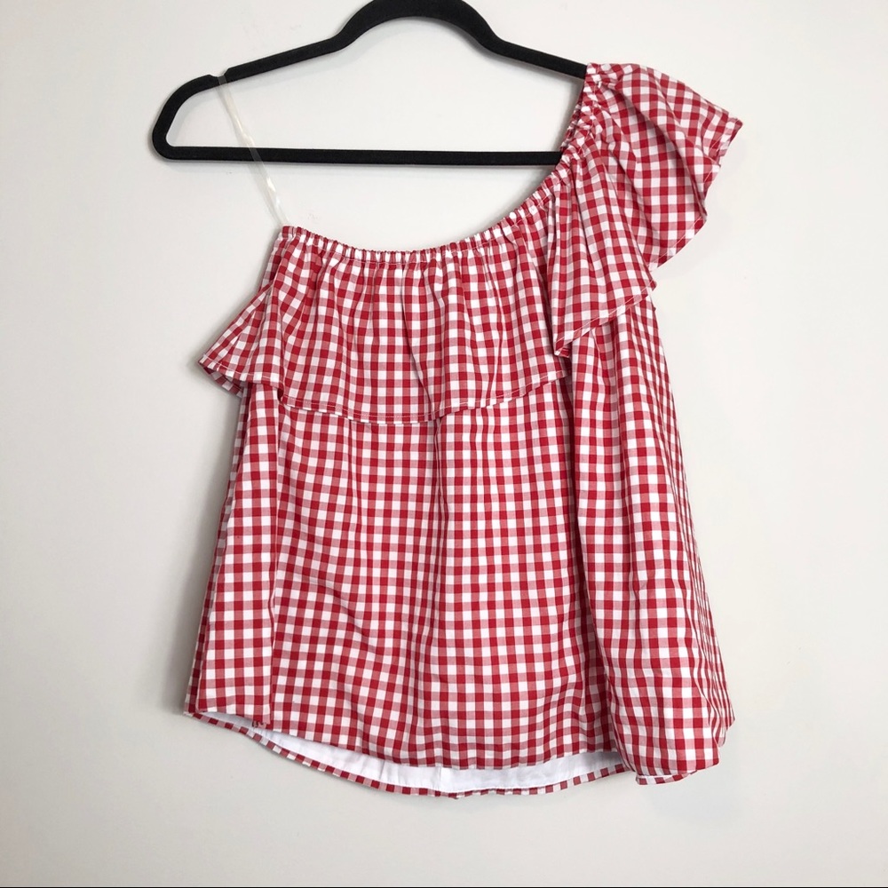 Lauren James Gingham One Shoulder Top